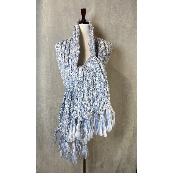 Gap Accessories - GAP Oversized Wide Scarf Chunky Knit Fringe Blue 90” NWT Blanket Wrap
